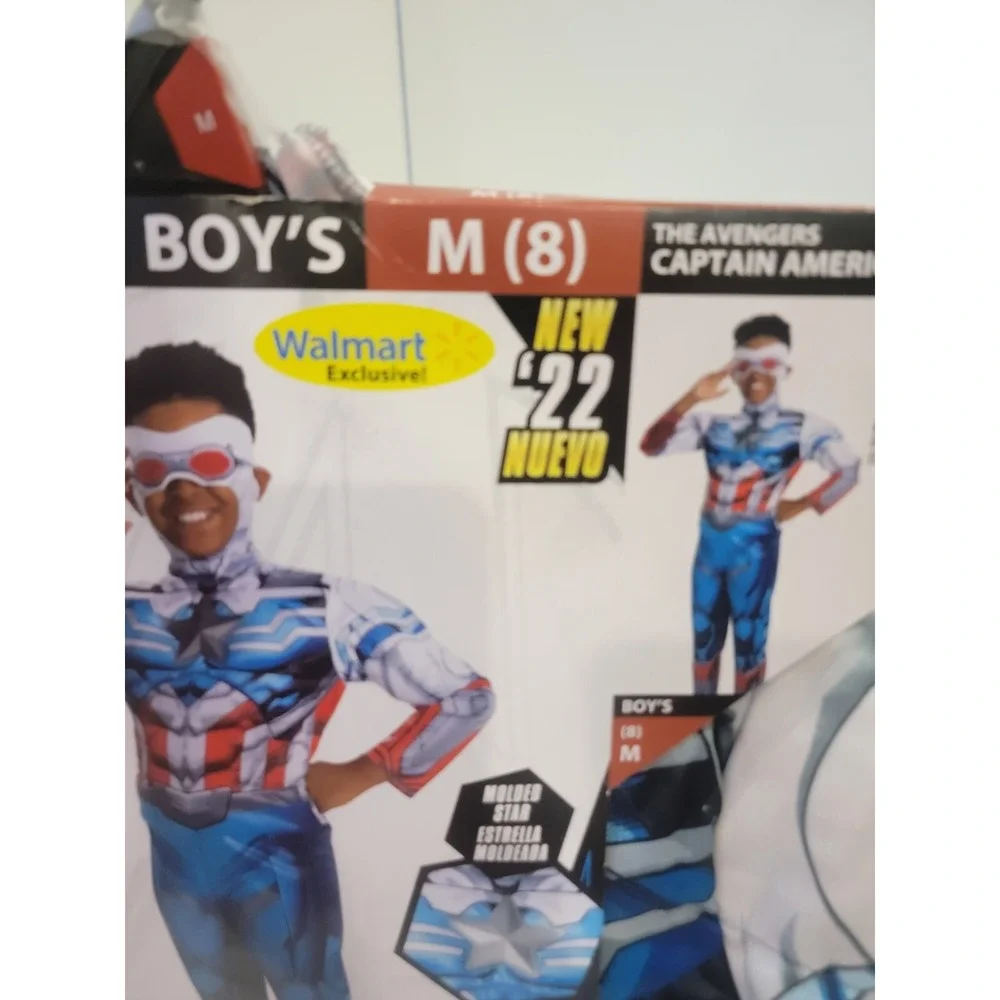Avengers Captain America Costume Boys Medium 8 Marvel Jumpsuit Mask Halloween‎